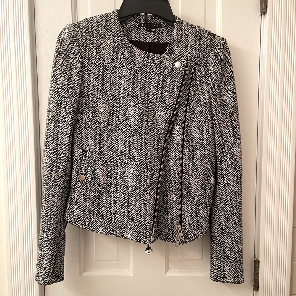 Theory Herringbone and Leather Jacket